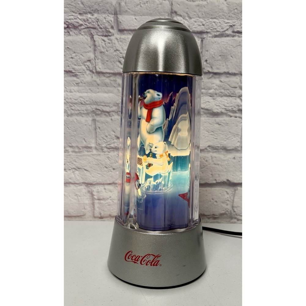 Coke Motion Light Lamp 3D Polar Bears Vintage 1990s 14" *TESTED*